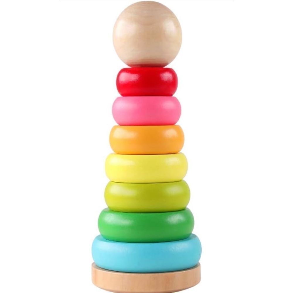 NEW GEMEM Stacking Rings Toy Wooden Rainbow Stacker 18-2Yr